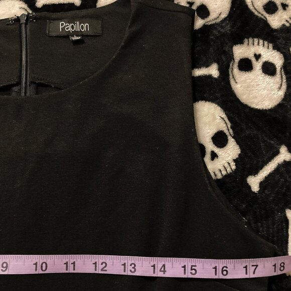 PAPILLION Black sleeveless dress w/ tulle floral embroidered hem ~ MEDIUM LARGE - Picture 9 of 15